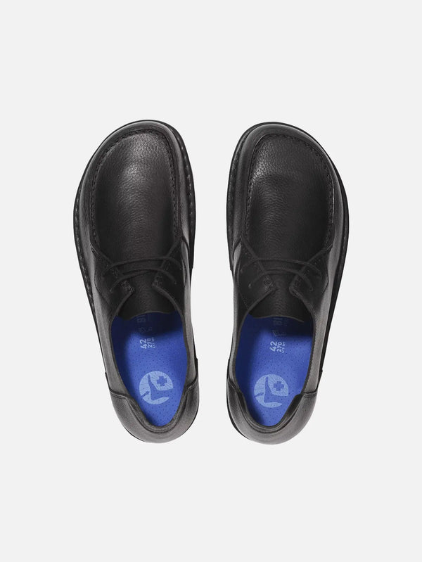 Birkenstock Utti Lace NL Black – üstten görünüm, siyah deri, iki ayakkabı