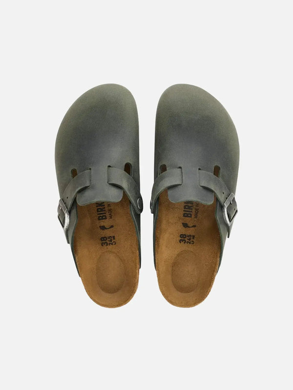 Birkenstock Boston LEOI Thyme – Thyme, üstten görünüm, iki adet yan yana