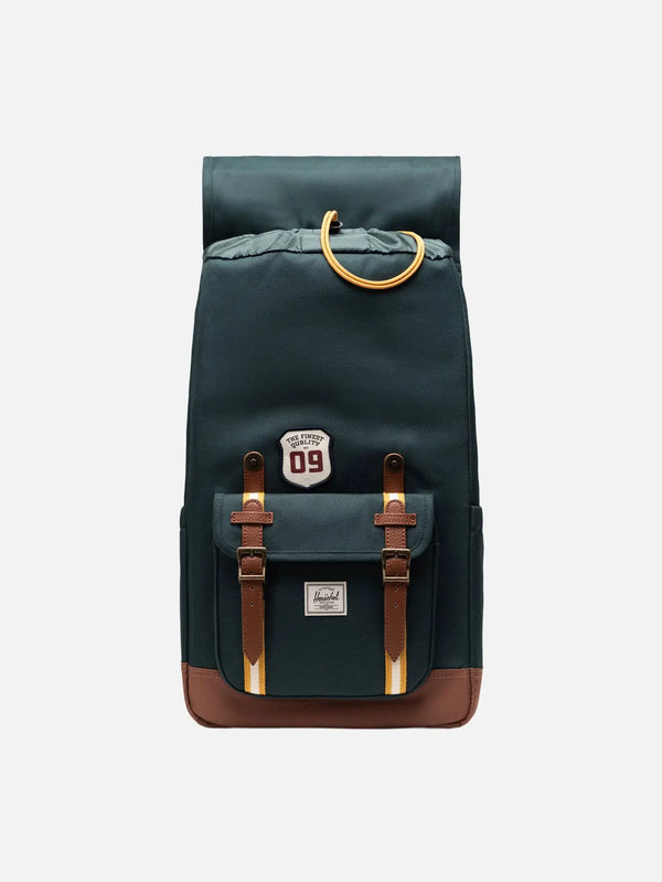 HERSCHEL Survey - Grid Black/Black – önden görünüm, sarı halka detaylı sırt çantası