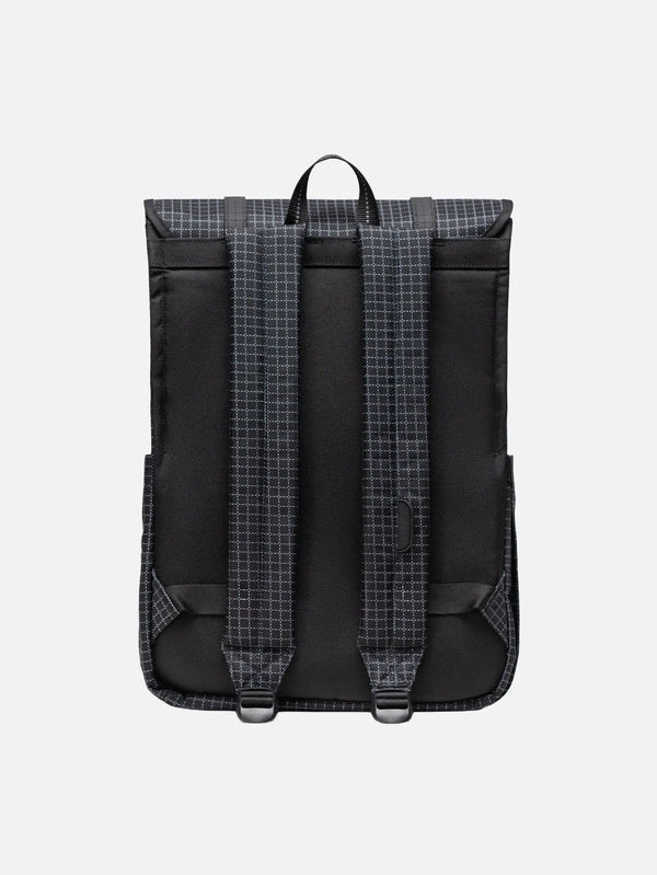 HERSCHEL Survey - Grid Black/Black – arka görünüm, iki omuz askısı ve üst taşıma kulpu