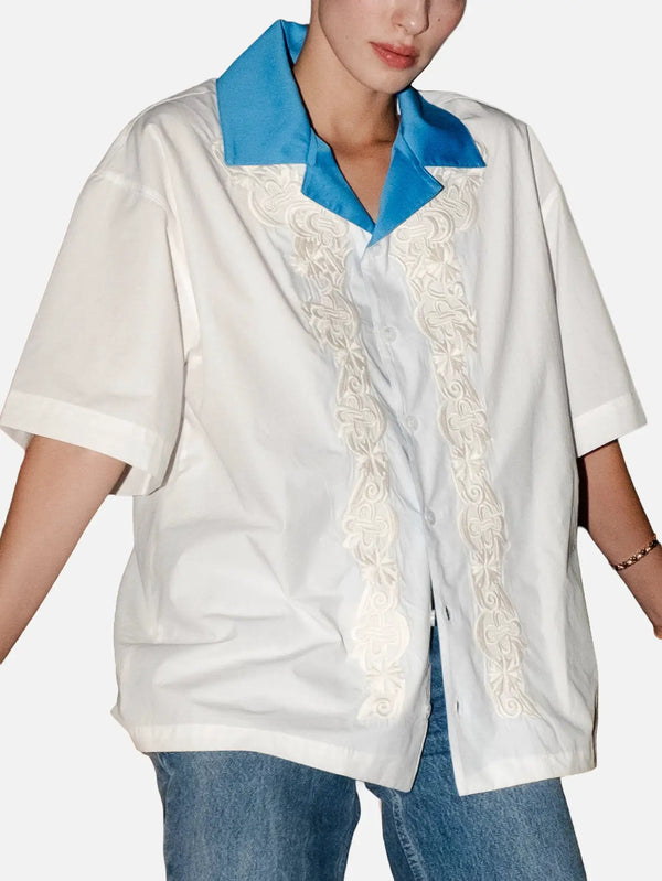 SEVDRUS Ethnic Embroidered Shirt - White – beyaz, önden görünüm