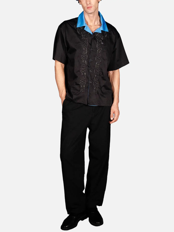 SEVDRUS Ethnic Embroidered Shirt - Black – siyah, önden görünüm