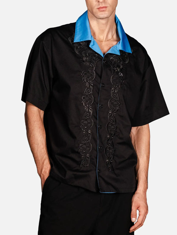 SEVDRUS Ethnic Embroidered Shirt - Black – Black, önden görünüm