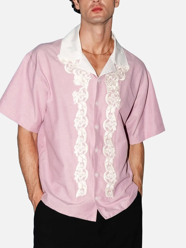 SEVDRUS Ethnic Embroidered Shirt – pembe, önden görünüm
