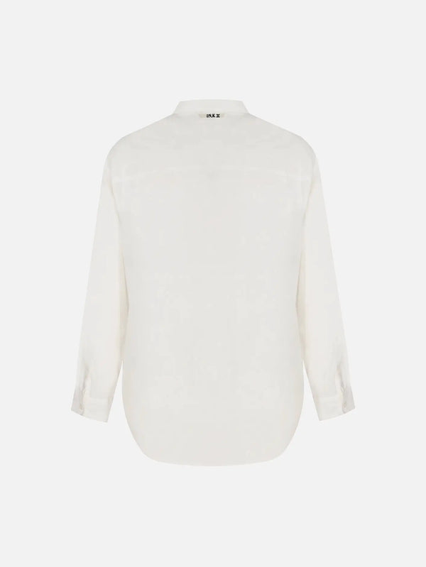 IN.K II Classic Relaxed Fit Blouse - White – beyaz, arkadan görünüm