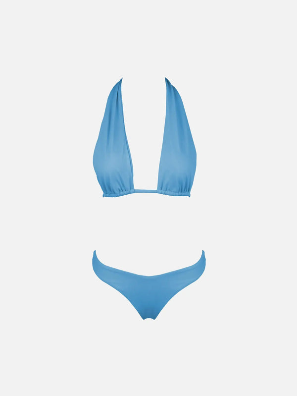 LUCID Rose Bikini Set - Shiny Blue – önden görünüm, iki parçalı