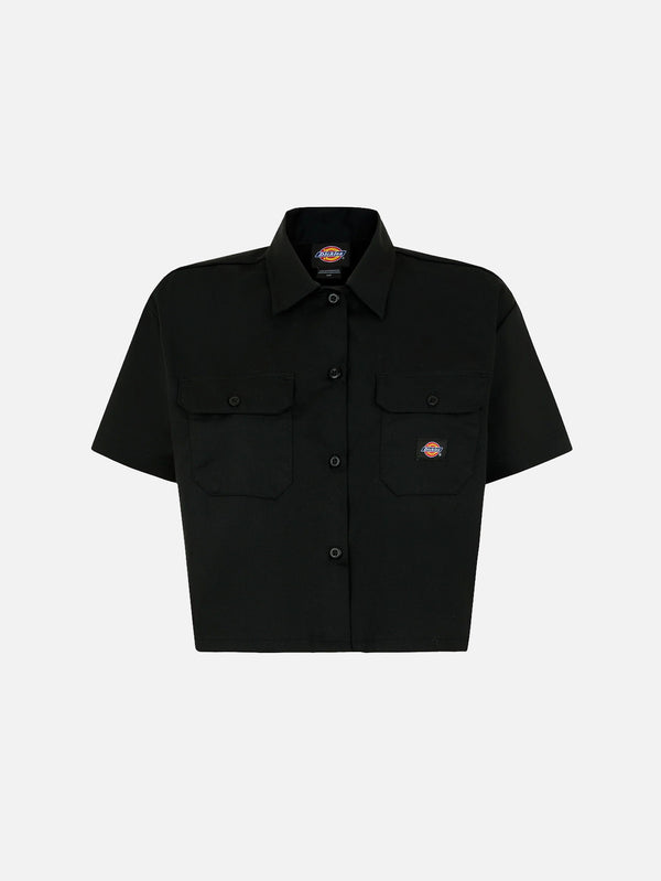 DICKIES, SS Cropped Work Shirt W - Black, GÖMLEK, shopi go'da!
