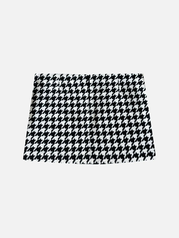 SEVDRUS Monochrome Mini Wool Skirt – siyah-beyaz, önden görünüm