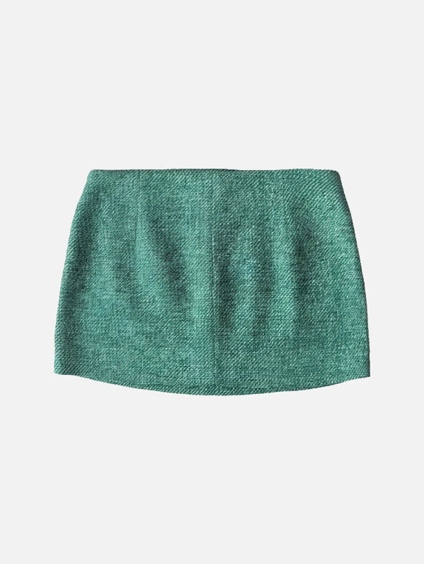 SEVDRUS Emerald Green Mini Wool Skirt – Emerald Green, önden görünüm