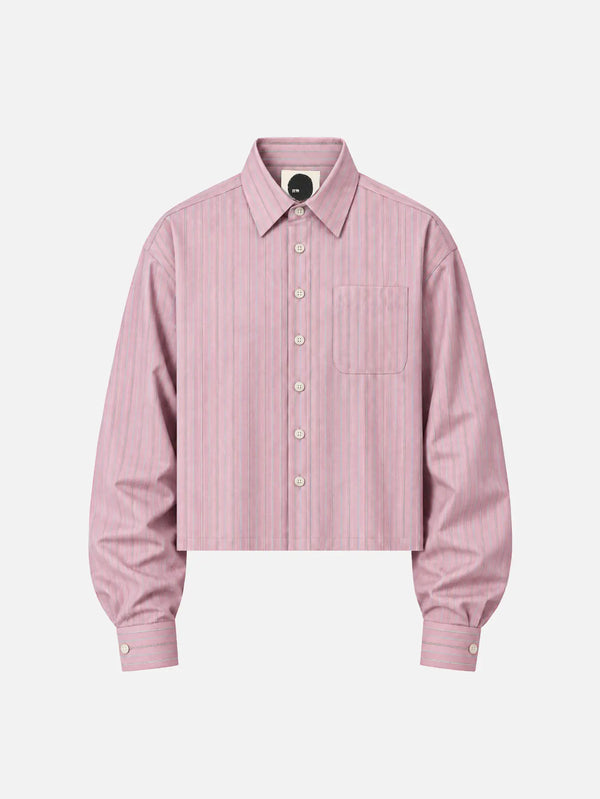 shopi go Sumida Boxy Shirt - pembe, gri ve beyaz – önden görünüm