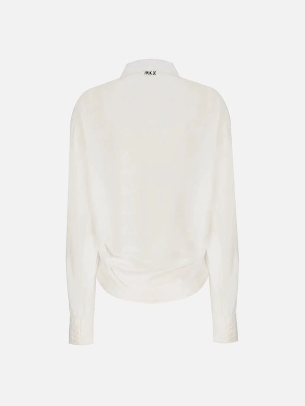 IN.K II Flowing Gathered Blouse – White, arkadan görünüm