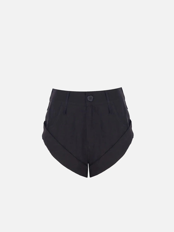 IN.K II Double Fold Mini Short – siyah, önden görünüm