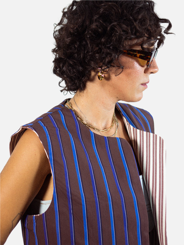 BE.MURPHY, Vest - Striped Brown, YELEK, shopi go'da!