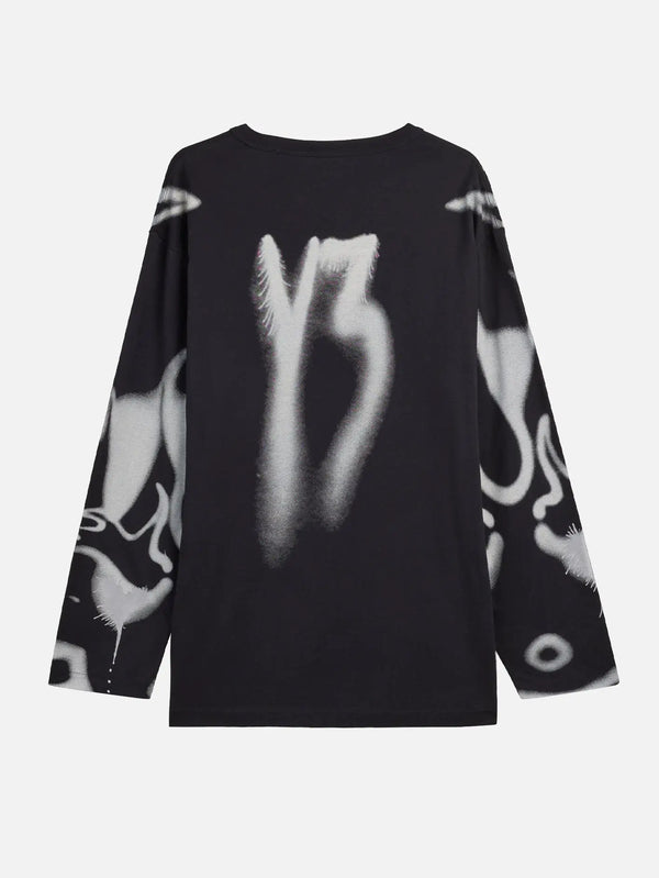 Y-3 Chito Graphic Long Sleeve T-Shirt – siyah, arka görünüm