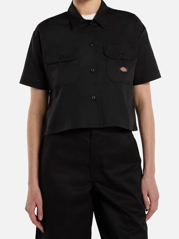 DICKIES, SS Cropped Work Shirt W - Black, GÖMLEK, shopi go'da!
