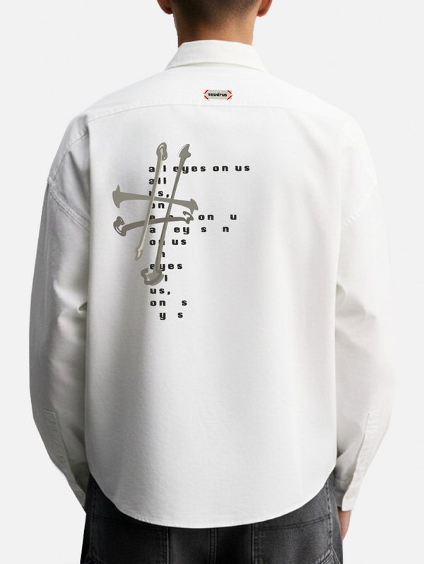 SEVDRUS Typewriter White Shirt – beyaz, arkadan görünüm