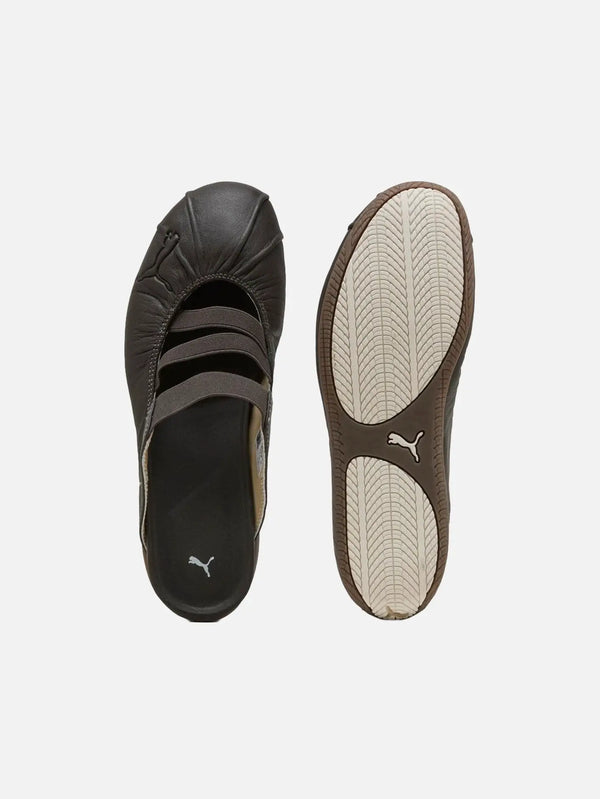 PUMA Speedcat Mule Wns – Espresso Bean/Haute Coffee, ön görünüm ve taban detayları