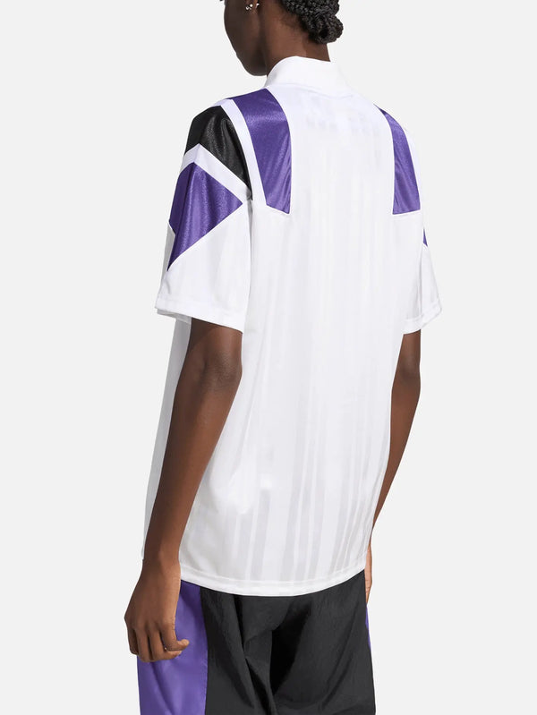 ADIDAS ORIGINALS Real Madrid EQT Jersey – White, arka görünüm, omuzlarda mor ve siyah bloklar