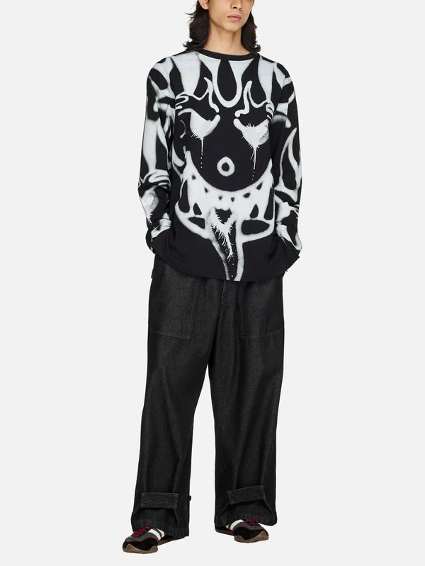 Y-3 Chito Graphic Long Sleeve T-Shirt Black – siyah, önden görünüm