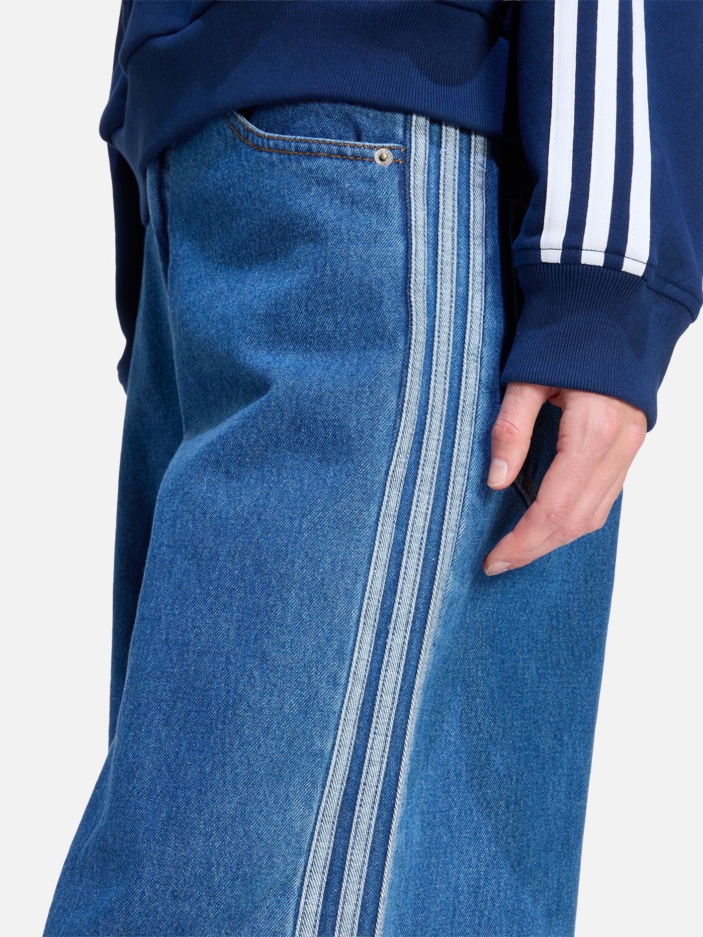 パンツ LOADINGROOM Double denim track pants Firebird Denim Track Pant - Blue – shopi go