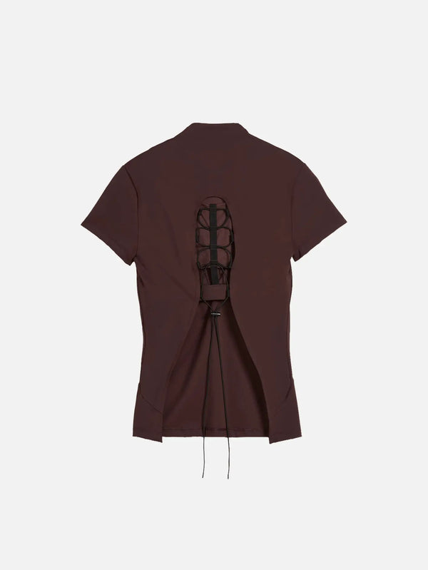 PUMA CLRT Laced Top - Chocolate Fondue – arka görünüm, bağcıklı sırt detayı