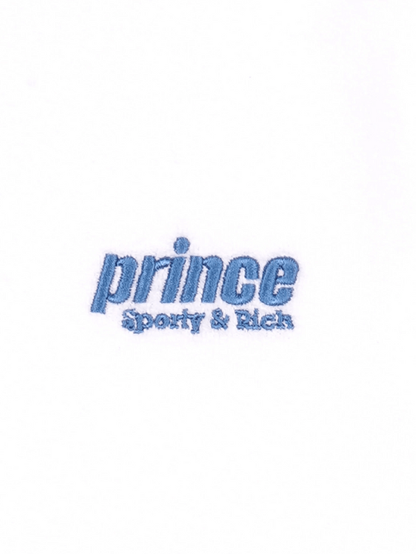 SPORTY & RICH, Prince Sporty Terry Polo - White/Lapis, T-SHIRT, shopi go'da!