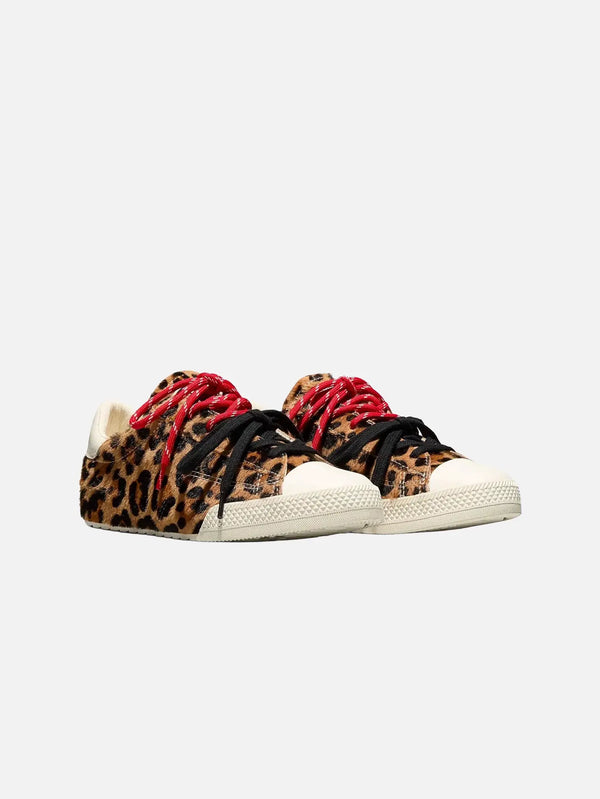CONVERSE Chuck Taylor Lo Blackk – leopard desenli, kırmızı bağcıklar, önden görünüm