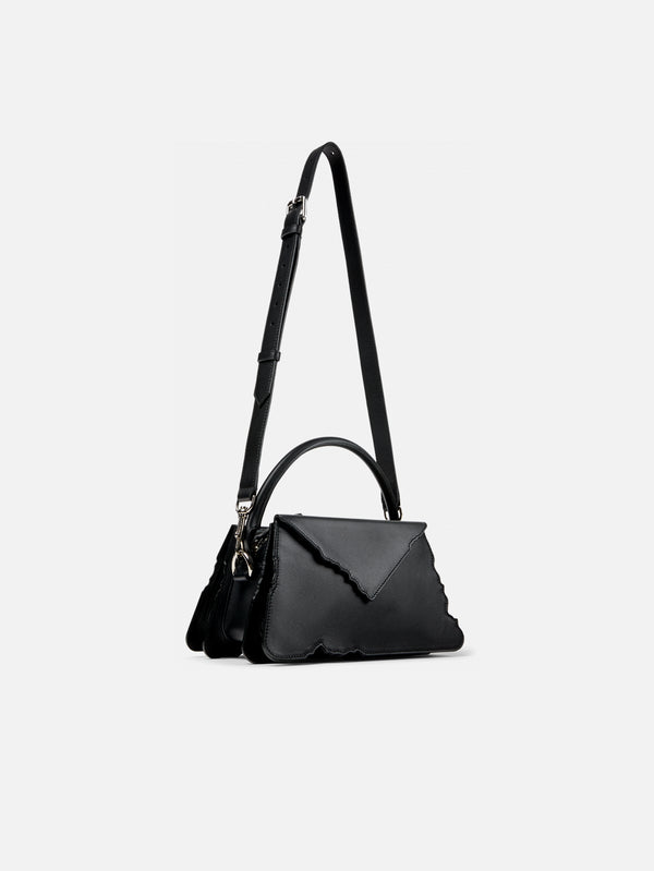 Hanuri Leather Accordion Shoulder Bag - Black