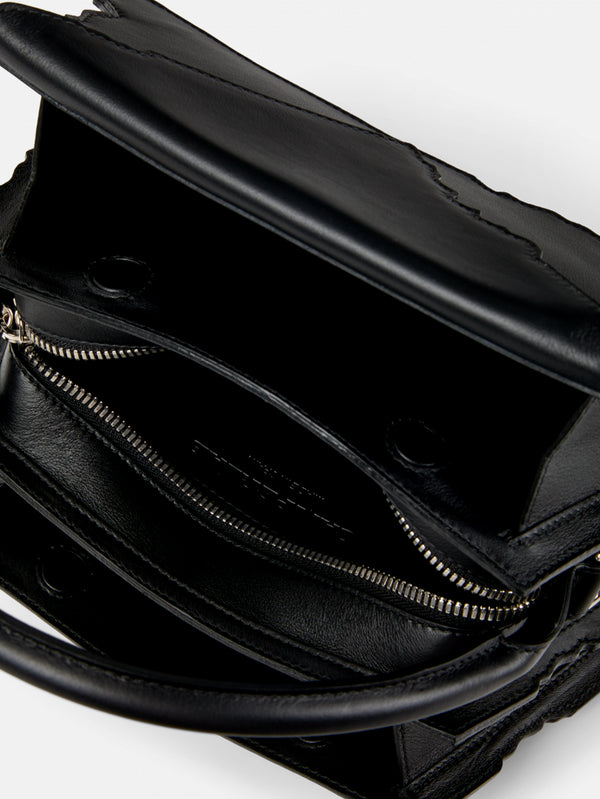 Hanuri Leather Accordion Shoulder Bag - Black