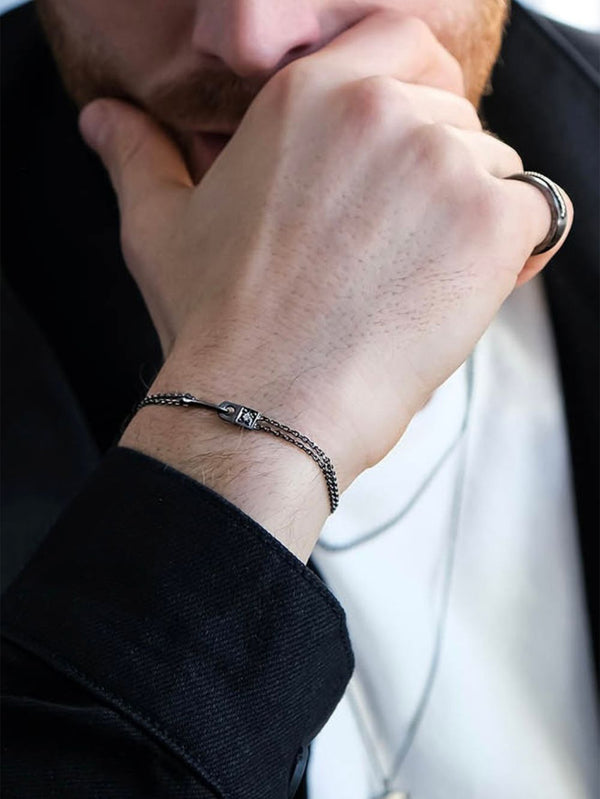 ALEYNACEBECIJEWELRY, Arm In Arm Diamond Bracelet - Black/Silver, BİLEKLİK, shopi go'da!