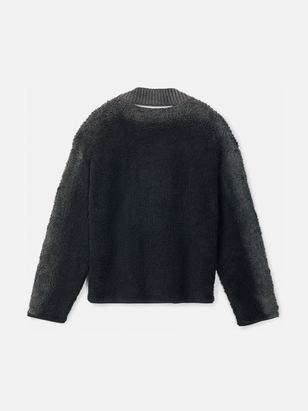 Knit Sprayed Boucle Crewneck - Black