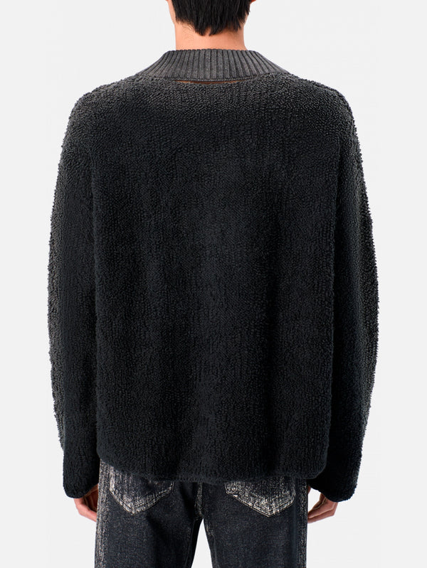 Knit Sprayed Boucle Crewneck - Black