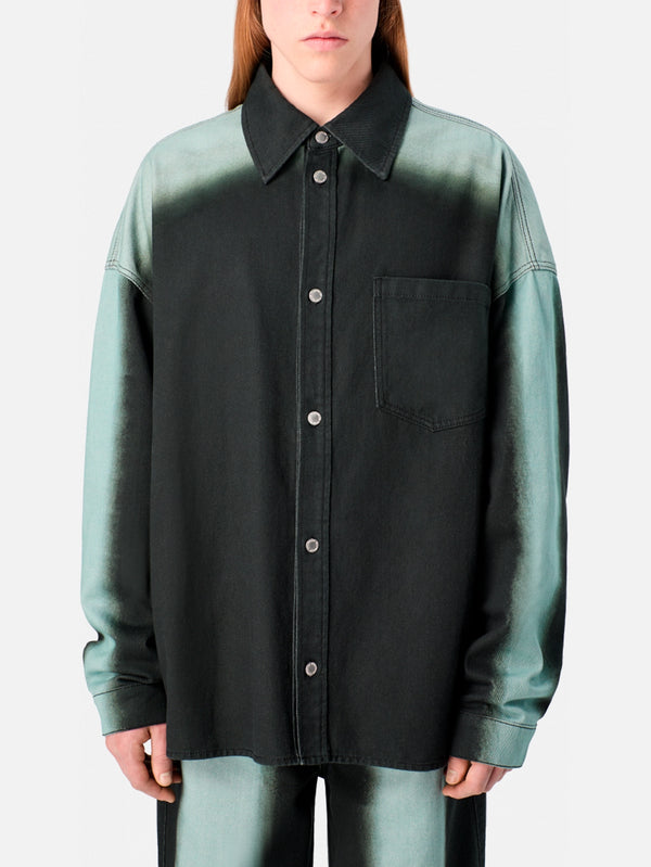 Spray Print Denim Shirt - Black