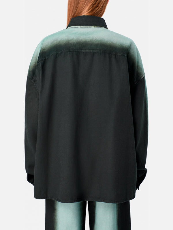 Spray Print Denim Shirt - Black