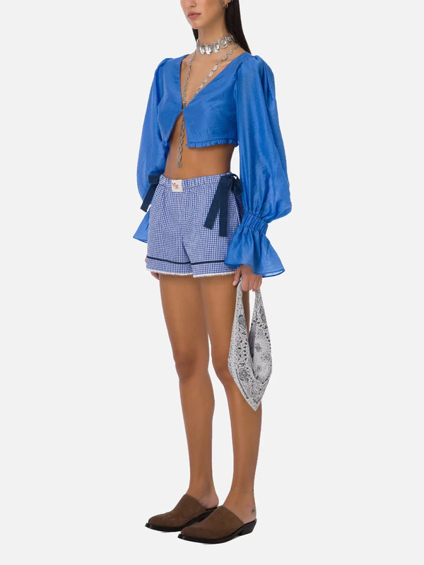 MI MAGIC LOVE Ciela Shorts - Blue Gingham – mavi, yandan görünüm