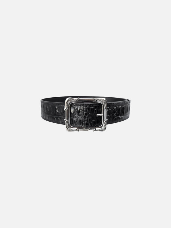 CROSSED, Black Croco Icon Belt, KEMER, shopi go'da!