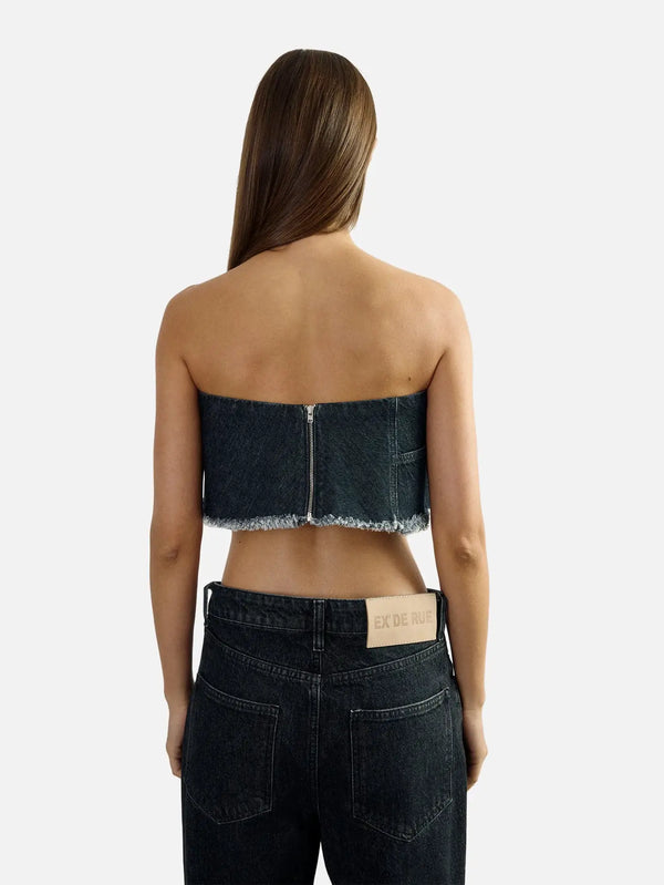 EX DE RUE Black Denim Crop – siyah, arka görünüm