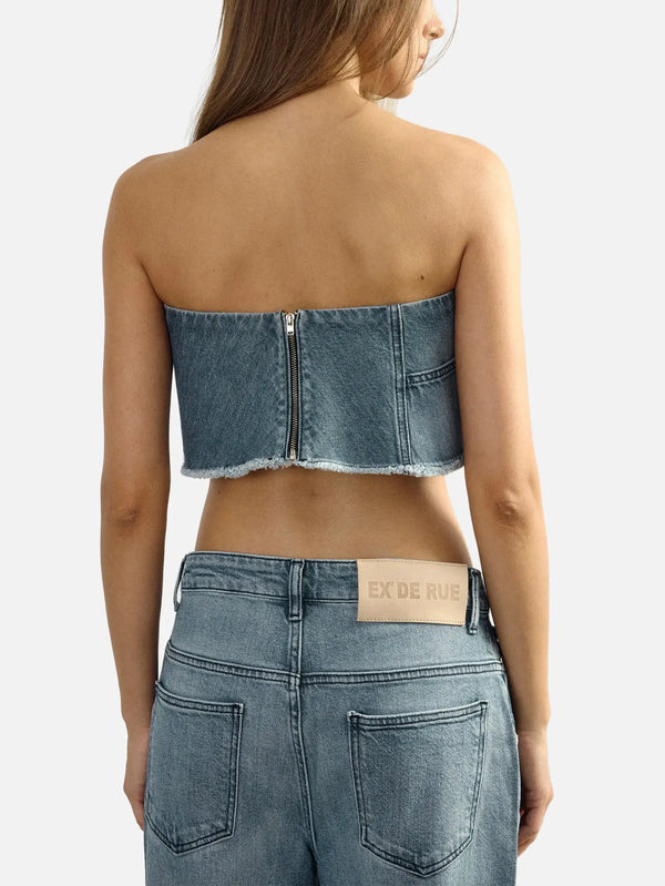 EX DE RUE Blue Denim Crop – Blue Denim, arka görünüm