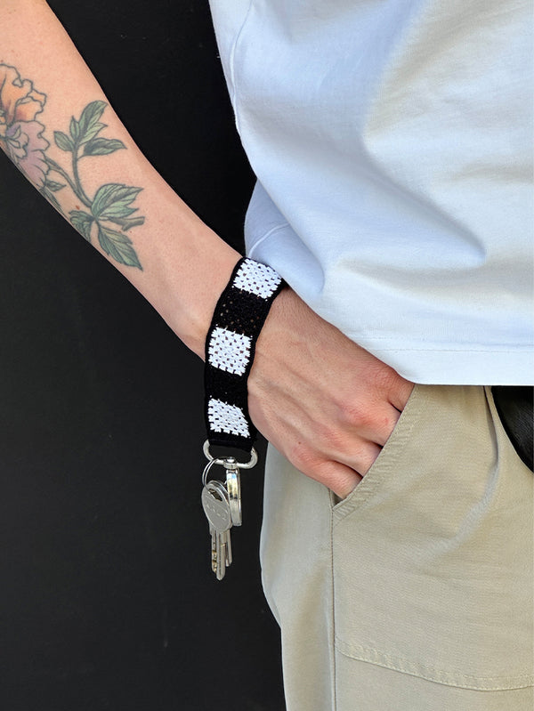 OHM HANDMADE, Checkered Anahtarlık - Siyah Beyaz, ANAHTARLIK, shopi go'da!