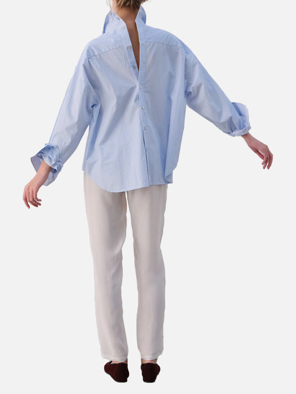 COME AS YOU ARE, Çift Pat Koton Gömlek - Mavi Beyaz Çizgili, GÖMLEK, shopi go'da!