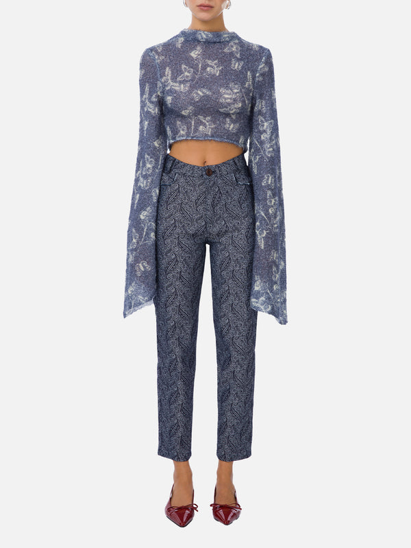 Cecillia Knit Top - Blue Butterfly Patterned