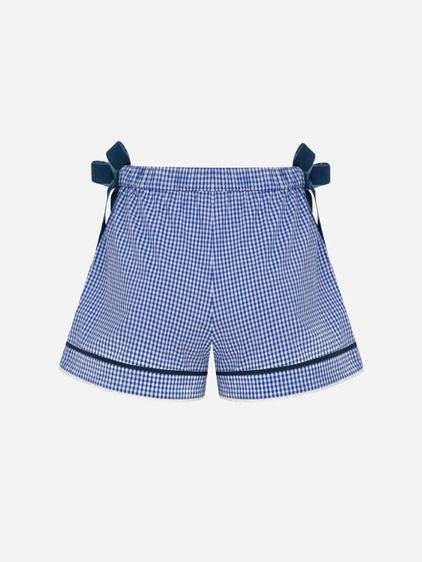 MI MAGIC LOVE Ciela Shorts – Blue Gingham, önden görünüm