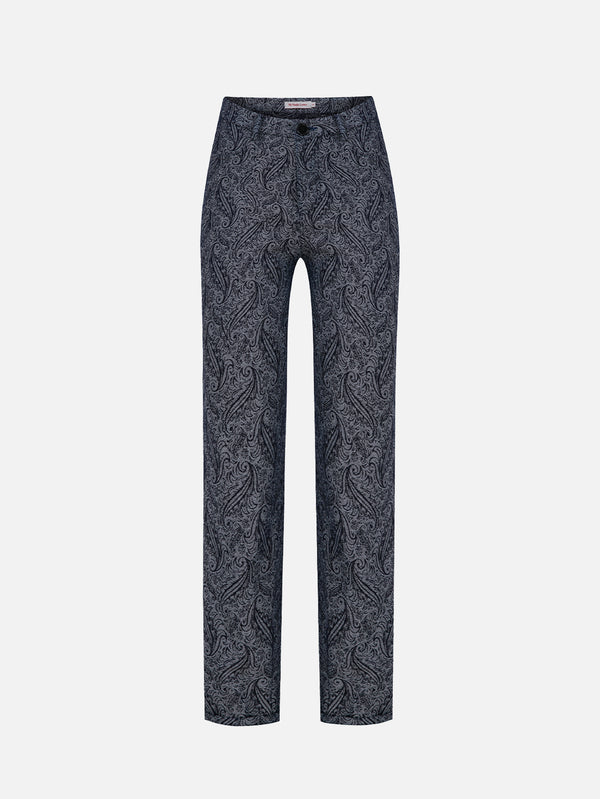 Clarte Denim Trousers - Dark Blue Patterned