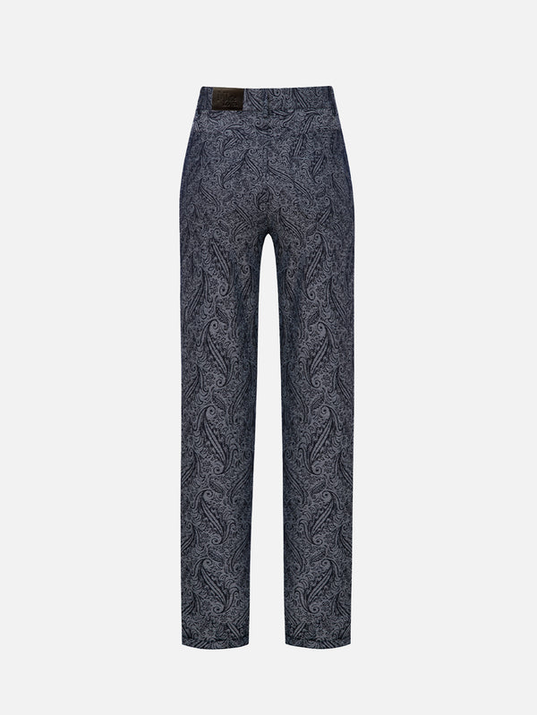 Clarte Denim Trousers - Dark Blue Patterned