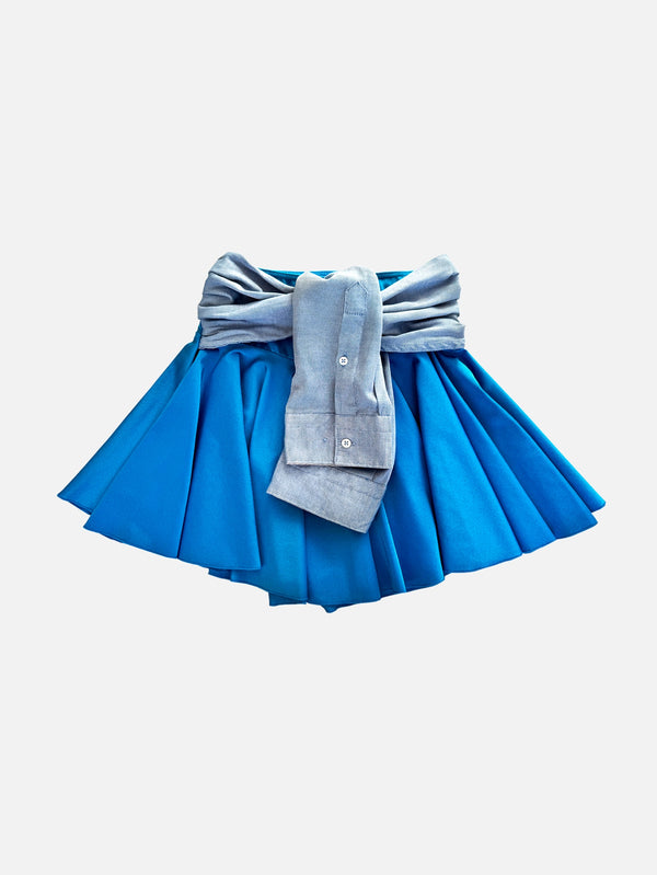 Blue Shirt Detailed Skirt