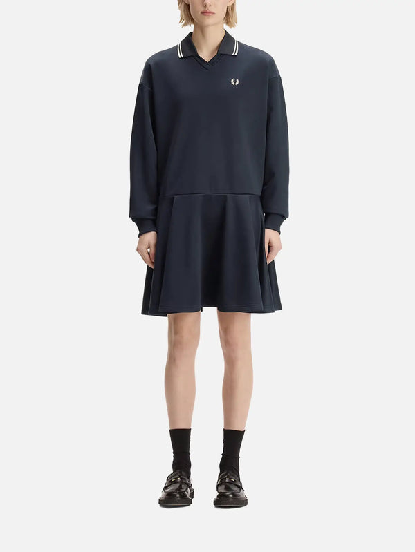 FRED PERRY Tipped Sweatshirt Dress – Navy, önden görünüm
