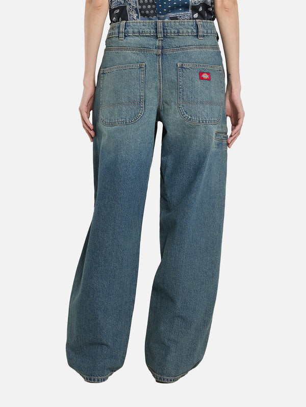DICKIES, 957 Loose Tapered Work Jeans W - Khaki Tinted Blue, PANTOLON, shopi go'da!