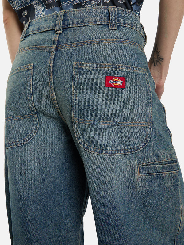 DICKIES, 957 Loose Tapered Work Jeans W - Khaki Tinted Blue, PANTOLON, shopi go'da!