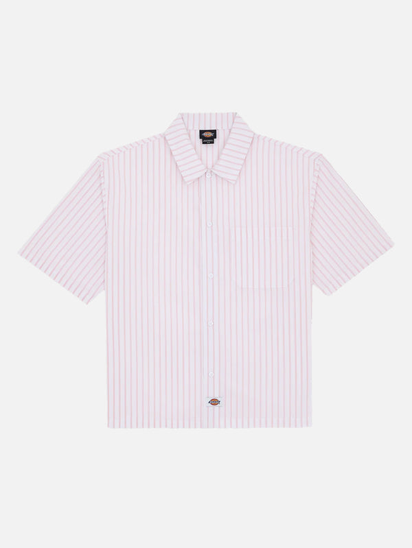 DICKIES, Venedocia Stripe Shirt SS - White, GÖMLEK, shopi go'da!