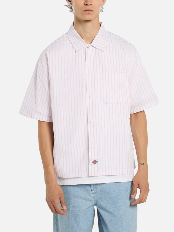 DICKIES, Venedocia Stripe Shirt SS - White, GÖMLEK, shopi go'da!